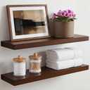 Homeforia 24inch Walnut Floating Shelves for Wall, High End Solid Real Wood 24in Floating Shelf for Bathroom, Dark Brown 24 inch Long Floating Shelves, Heavy Duty Bracket, 24 X 6.5 X 1.75 in, Set of 2