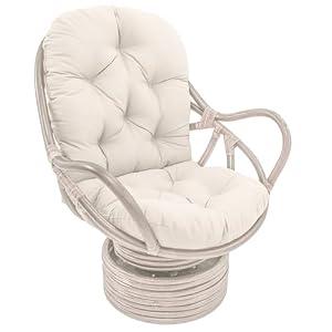 Blazing Needles Solid Twill Swivel Rocker Chair Cushion, 48" x 24", Natural (Cushion Only - Frame NOT Included)
