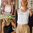 3 Pack Women's Satin Tank Tops Silk Camisole Sleeveless Scoop Neck Work Undershirt Dressy Shirt Lady Blouse Summer (L)
