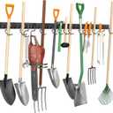 TORACK Plastic Wall Mounted Mop and Broom Holder, Garden Tools Organizer for Garage Wall, Yard Tool Storage Rack for Rakes, Shovels, Mops, Brooms (4 Tracks, 16 Hooks)
