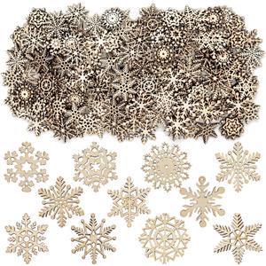 250 PCS Mini Wooden Snowflake Ornaments 1.2 Inch Unfinished Wood Snowflake Slices Cutouts Small Christmas Snow Flake Embellishments for Winter DIY Crafts