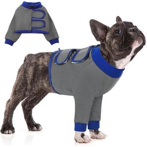 KOESON Dog Recovery Sleeve for Front Legs, Soft Pet Recovery Suit After Surgery, Adjustable Dog Leg Elbow Protector, Pet Wound Care Shirt to Stop Licking, E-Collar Cone Alternative, Grey S