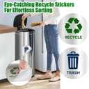 4 x Trash and Recycle Stickers 4-Piece Set - Sorting Sign for Indoor, Outdoor Use - Waterproof Silver Finished Self-Adhesive Labels for Trash Can