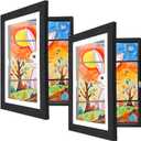 [2-Pack] Kids Artwork Frames Changeable, 8.5 x 11-IN Frames for Kids Artwork, Front Opening Picture Frames, Home Decor, Up to 150 Pcs of Kids Art Frame, Craft Storage, Hanging Wall Decor, Art (Black)
