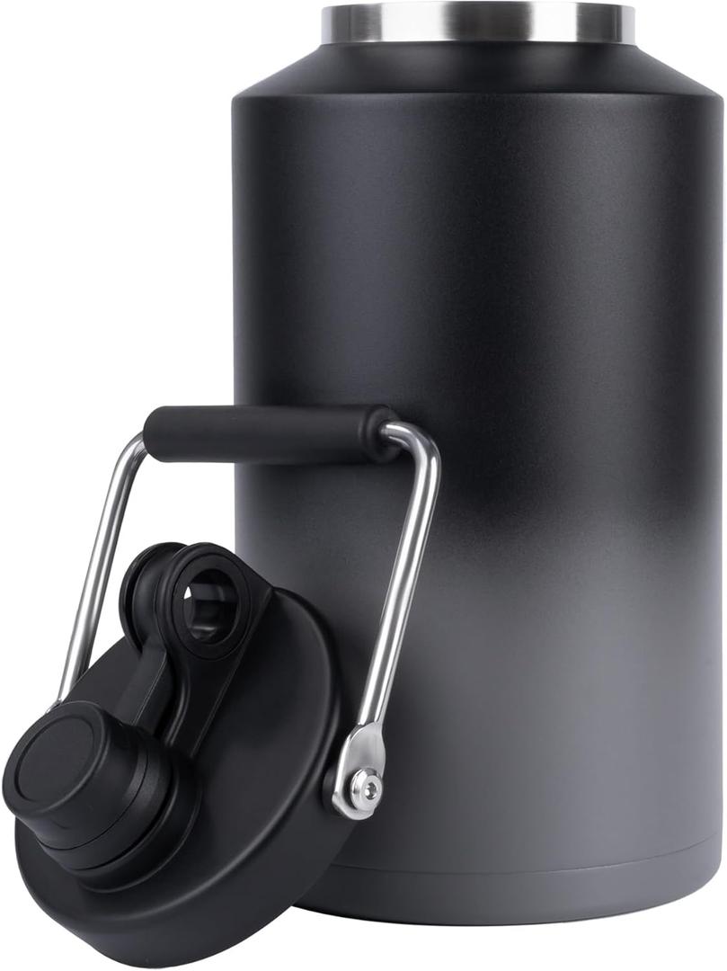 Kerilyn Insulated Gallon Jug with Handle, One Gallon, 128oz Stainless Steel, Large Double Vacuum Water Bottle for Hot & Cold Drinks, Wide Mouth, Sweat Proof, Great for Travel, Camping, Grey Gradient