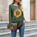 Locryz Women Tunic Tops for LeggingsGraphic Print Shirt Casual Long Sleeve Tunics Blouse (Green, XL)