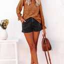 StunShow Women Eyelet Shirts Long Sleeve Shirts for Women Lace Dressy Embroidered Blouses 2025 Fashion Top (Brown, S)