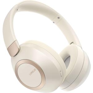 LORELEI B-C6 Wireless Over Ear Headphones, 50H Playtime Foldable Lightweight Bluetooth Headsets, Deep Bass, Built-in Microphone, Memory Foam Earmuff, for Travel, Home Office (Beige White)