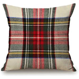 Plaid Pillow Cover 18x18 Inch, Scottish Tartan Red and White Wool Plaid Pattern Symmetric Square Print Double Sided Decorative Pillow Case Throw Pillows Cover (Sl223)