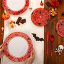 WELLIFE 20PCS Spider Web Party Plates  Red Plastic Dinner & Dessert Plates for Kids Birthday, Spider Theme Parties & Superhero Party Supplies