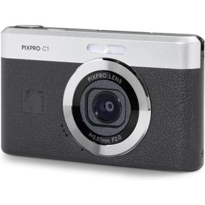 KODAK PIXPRO C1 Friendly Zoom Digital Camera - 13MP Compact Point and Shoot with 2.8 180 Tilt LCD Flip Screen, Retro Vintage Design with 4X Zoom and 1080P Full HD Video for Travel, Vlogging, Black