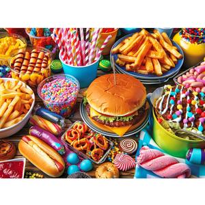 500 Piece Puzzle for Adults, Hamburger Jigsaw Puzzles, Youths Favorite Foods Puzzles 500 Pieces, Birthday and Barious Holiday Party for Family Adult, Funny Puzzle for Adults, 20.5x15 in