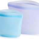 Stasher Premium Silicone Reusable Food Storage Bags, 2-Pack, Multi, Multi-Use Food Storage Bags, Lunch Bag, Travel Containers, BPA Free, Leak-free, Dishwasher-Safe, Eco-friendly (Blue + Lavender)