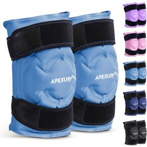 APEXUP Ice Pack for Knee Pain Relief, Large Reusable Wrap After Surgery, Flexible Gel Cold Pack for Injuries, Pain Relief for Back, Shoulder, Elbow, Ankle and Leg (Blue, L, 2PK)