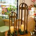 HPC Decor Large Rustic Farmhouse Lantern Decor Set of 2, Tall 30 Vintage Wooden Lanterns, Modern Candle Lanterns Decorative w/Light String and Garland for Home, Indoor,Outdoor,Fireplace Mantle Decor