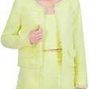 BCBGMAXAZRIA Women's Long Sleeve Round Neck Tweed Jacket, Yellow M