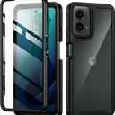 seacosmo Designed for Motorola Moto G 5G 2024 Case, with Built-in Screen Protector, Full Body Shockproof Protection Phone Cover, Black