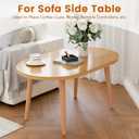 Coffee Table Low Table with Solid Wood Legs, 23.6" Small Oval Coffee Table Side Table, Floor Table Desk for Sitting on The Floor, Storage and Living Room Furniture for Office Apartment Home, Natural