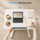 25" Mobile Folding Desk, Pneumatic No-Assembly Standing Desk, White, 25" x 18.9" x 28.5"