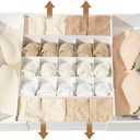 Adjustable Drawer Organizer  19-Grid Divider for Socks, Bras & Panties, Closet Storage Box for Underwear & Dresser Drawers (15+4)