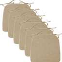 Ruqmuis Chair Cushions for Dining Chairs, 2" Thick Seat Cushions for Kitchen Chairs, D-Shaped Chair Pads with Washable Cover, Ties and Non Slip Backing, 17'' x 16'', Set of 6, Khaki