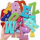 Waydress 26 Pcs Preppy Chenille Letter Iron on Letters Patches 4.5 Inch Self Adhesive, Sew on Chenille A-Z Alphabet Letter Patches for Clothing DIY Supplies(Vivid Style)