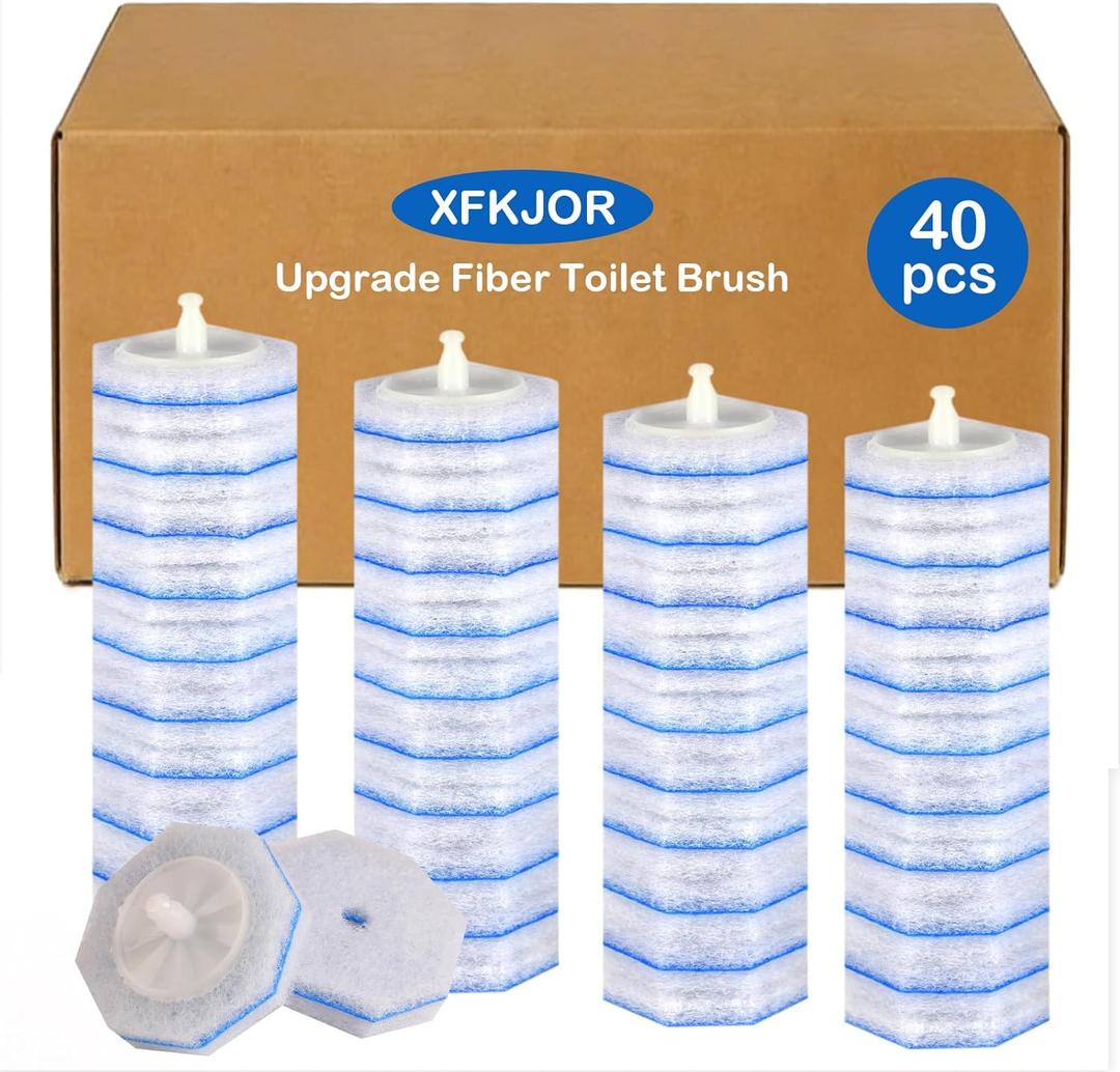 40 Count Toilet Wand Refills for Clorox Toilet Wand - Upgrade Fiber Toilet Brush, Toilet Scrubber Refill with 5X Cleaning Power, Disposable Toilet Brush Heads for Bathroom Cleaning, No Falling Apart
