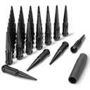 M14x1.5 Spike Lug Nut, Tire Spiked Black Lug Nuts Set with Socket Key, 32Pcs for Chevy Silverado, GMC Sierra, Ford F250 F350, Ram 2500 3500 6-Lug 8lug