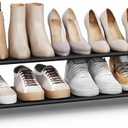 SONGMICS 2-Tier Shoe Rack, Shoe Storage for Hallway Closet, Slim and Space-Saving, Metal Frame, Non-Woven Fabric Shelves, Black 