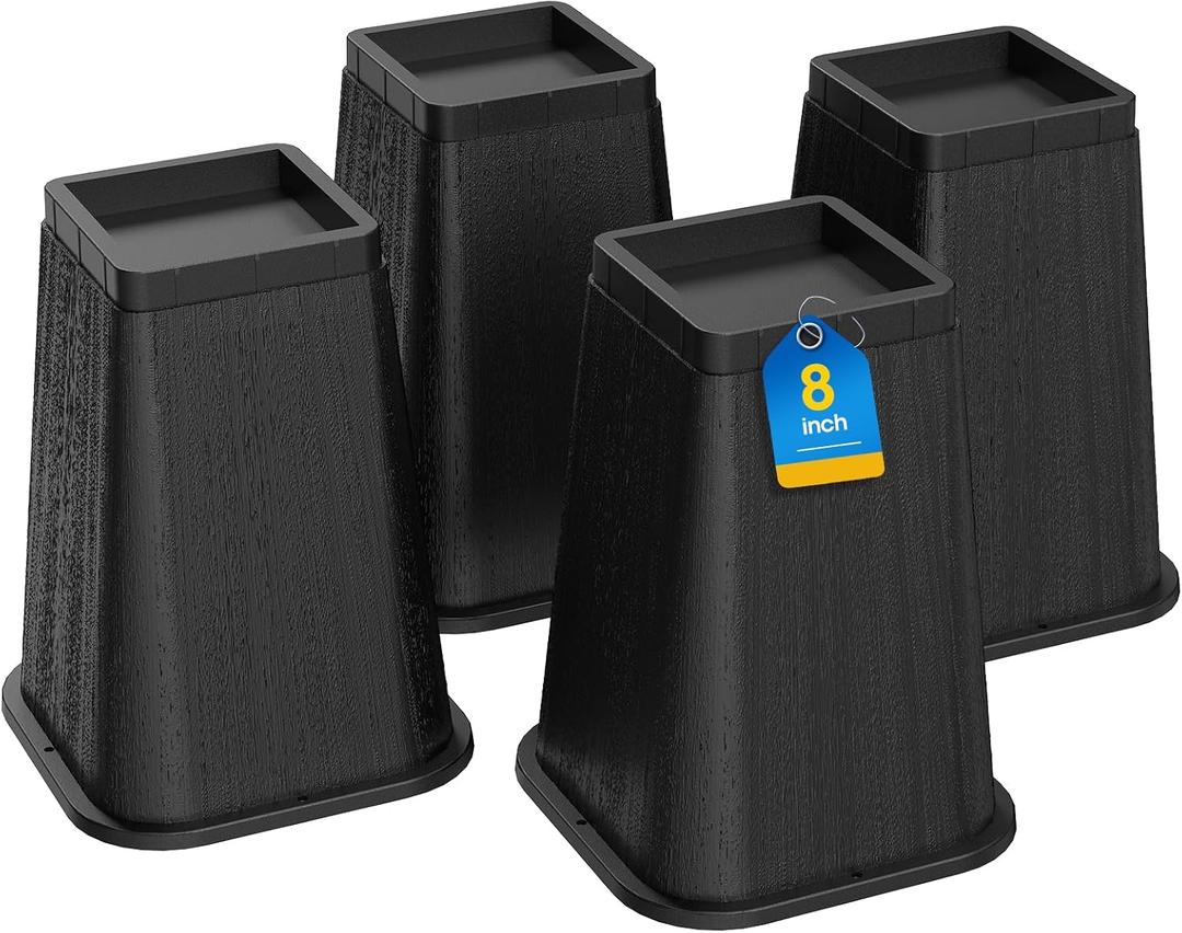 MYMULIKE Bed Risers 8 Inch Heavy Duty, Furniture Risers Lifts Supports Up to 6,000 Lbs for Table, Desk Leg, Sofa, Couch