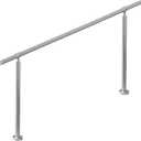 5 Step Stair Railing, Handrail for Indoor Outdoor Steps, 1.65 in Round DIY 304 Stainless Steel Transitional Porch Deck Hand Rail with Installation Kit for Seniors, Silver, 67 x 36 in
