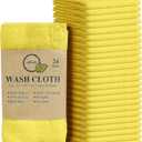 100% Cotton Washcloths 24 Pack (12x12 Inches) Soft, Highly Absorbent Washcloth, Face Towels, Wash Cloths for Face, Ring Spun, Bulk Pack (Yellow)