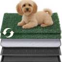 Dog Grass Pad with Tray, 16"x20" Grass Pad for Dogs Potty with 2pcs Artificial Grass, Indoor Dog Litter Box for Balcony Apartment, Realistic, Washable, Less Odor (Small)