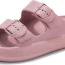 Womens Platform Cloud Slides with Arch Support, Adjustable Double Buckle Recovery Sandals, Comfort Lightweight Ultra Cushion Wedge Sandal (Pink)