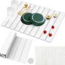 Large Stone Dish Drying Mats for Kitchen Counter, 24x16 Quick Dry Absorbent Drying Matt Kitchen Counter, Diatomaceous Earth Dish Drying Mat, Collapsible Dish Mat Dish Pads for Drying, Peal White