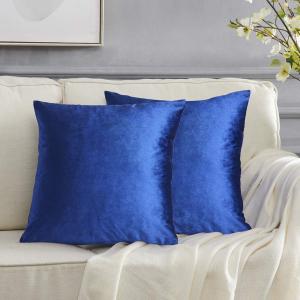GIGIZAZA Decorative Throw Pillow Covers 16x16,Set of 2 Royal Blue Square Couch Pillow Covers,Velvet Sofa Boho Cushion Pillows (16" x 16" (Pack of 2))