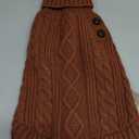 KYEESE Dog Sweater Comfy Pet Coat for Fall Winter Cold Weather Stretchy Knitwear Cat Clothes Soft Pullover Dog Sweaters for Small Dogs Male Warm Turtleneck Small Dogs Sweater with Gingham Patchwork (Medium7-13lbs, 9# Brown)