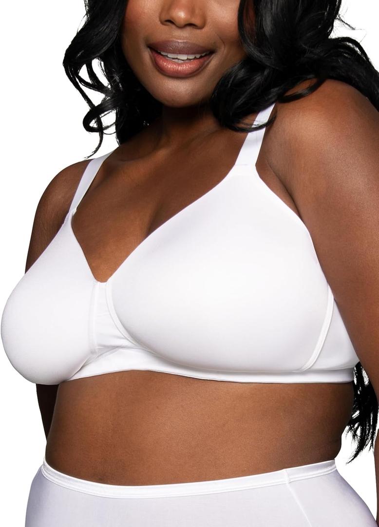Vanity Fair Women's Full Figure Wireless Bra, Extended Side & Back Smoothing, Lightly Lined Cups Up to DDD (38D, White)