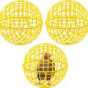 3 Pcs 15 Inch Yellow Ball Chicken Animals Cage, Plastic Rolling Orb Movable for Chickens Rabbits Birds Pigeons, Outdoor Farm Range Portable Round Coop Hutch Safety Globe Prevents Dog Bites