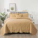 HoneiLife California King Quilt 128x120 - Oversized King Bedspreads 4-Piece,Rustic Bedding Sets Quilted,Reversible Coverlets Lightweight Bed Cover for All Season Use-Yellow
