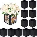 12 Pcs Picture Centerpieces for Table - 6 Inch Photo Display Frame & Hollow Picture Props Box for Congrats Grad Decor, Wedding, Birthday Party Table Decoration (Black)