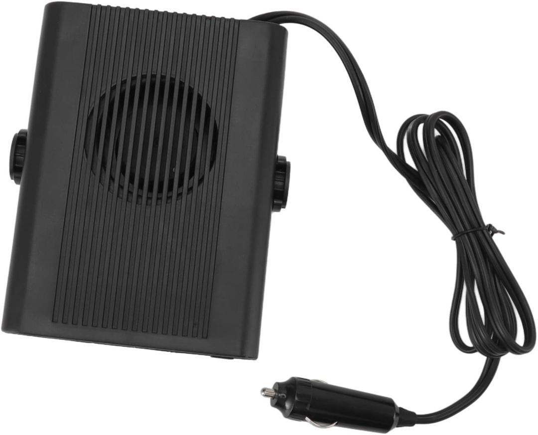 24V Car Heater, ABS Car Fan Heater, Windshield Heating Defrost Defogger with Plug in Cigarette Lighter, Car Windscreen Demister (Black)