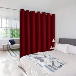 NICETOWN Christmas Sound Blocking Room Dividers Curtains Screens Partitions, Function Thermal Blackout Patio Door Panel, Sliding Door Insulated Wide Curtains, 8.3ft Wide x 7ft Long, Burgundy Red