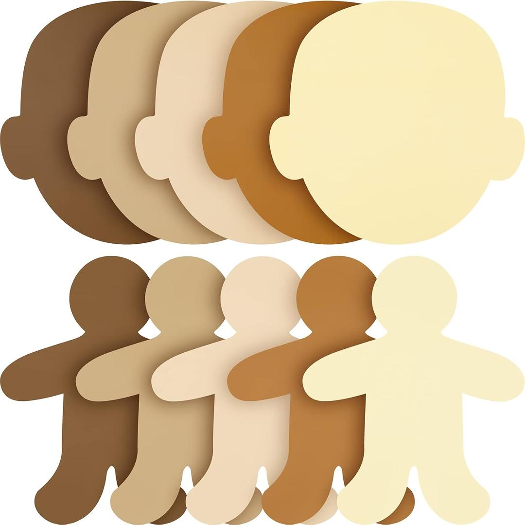 Containlol 100 Pcs Multicultural Faces People Cutouts for Crafts 5.5 Inch Blank Multicultural Skin Color Paper Cutouts Construction Card stock for Bulletin Board Classroom Teacher Art Project Supplies