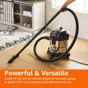 Amazon Basics Wet Dry Shop Vacuum Cleaner, 4 Gallon, 3 HP Stainless Steel, Grey/Black
