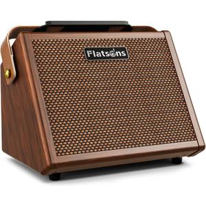 Flatsons Crush20 Acoustic Guitar Amp, 20W Mic/Guitar Amplifier with Reverb, 2-Band EQ, Rechargeable 8H Battery Life, Advanced Dual-chip Wireless Portable Speaker for 6.35mm Microphone/Acoustic Guitars