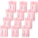 Tenare 12 Pcs Small Gift Bags Mini Metallic Paper Bag Bulk Tiny with Handle Tissue Paper for 4th of July Birthday Wedding Baby Shower Thank Party Favor Supply(4 x 2.75 x 4.5 Inch,Pink Rose Gold)