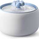 WOPET Ceramic Cat Water Fountain W03 Lite3L/101oz Ceramic Pet FountainAutomatic Water Fountain for Cats & Dogs, Fashion Cat Fountain with Ultra-Quiet Pump and Filter & Sponge White Blue