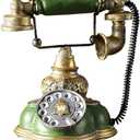 Amosfun Retro Rotary Dial Desk Telephone Resin Vintage Rotary Dial Landline Phones Home Office Decoration Supply