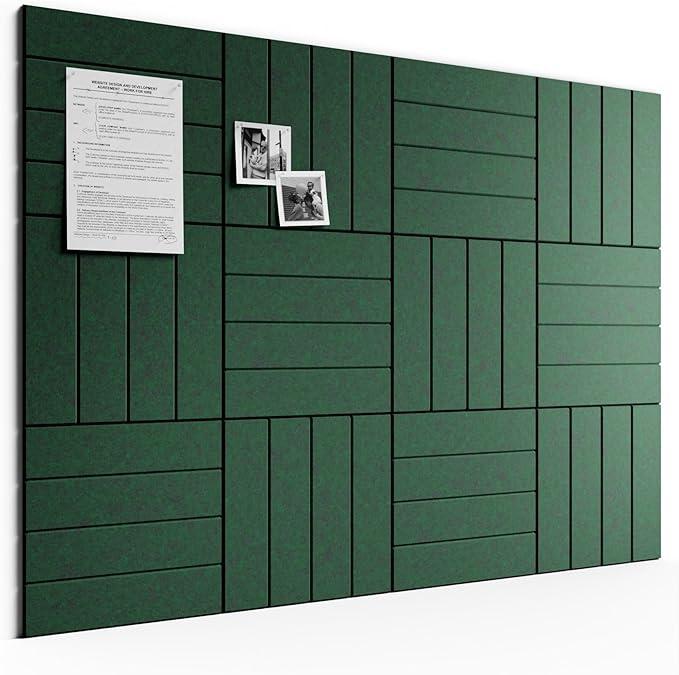 Bumusty Large Cork Board Alternative48 x 36" Felt Bulletin Board Tiles, with 30 Pushpins, 70 Adhesive Tabs, 12Pack Slat Wall Paneling, Cork Boards for Office Push Pin Board Felt BoardPine Green